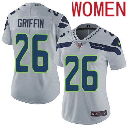 Women Seattle Seahawks 26 Shaquill Griffin Nike Gray Vapor Limited NFL Jersey